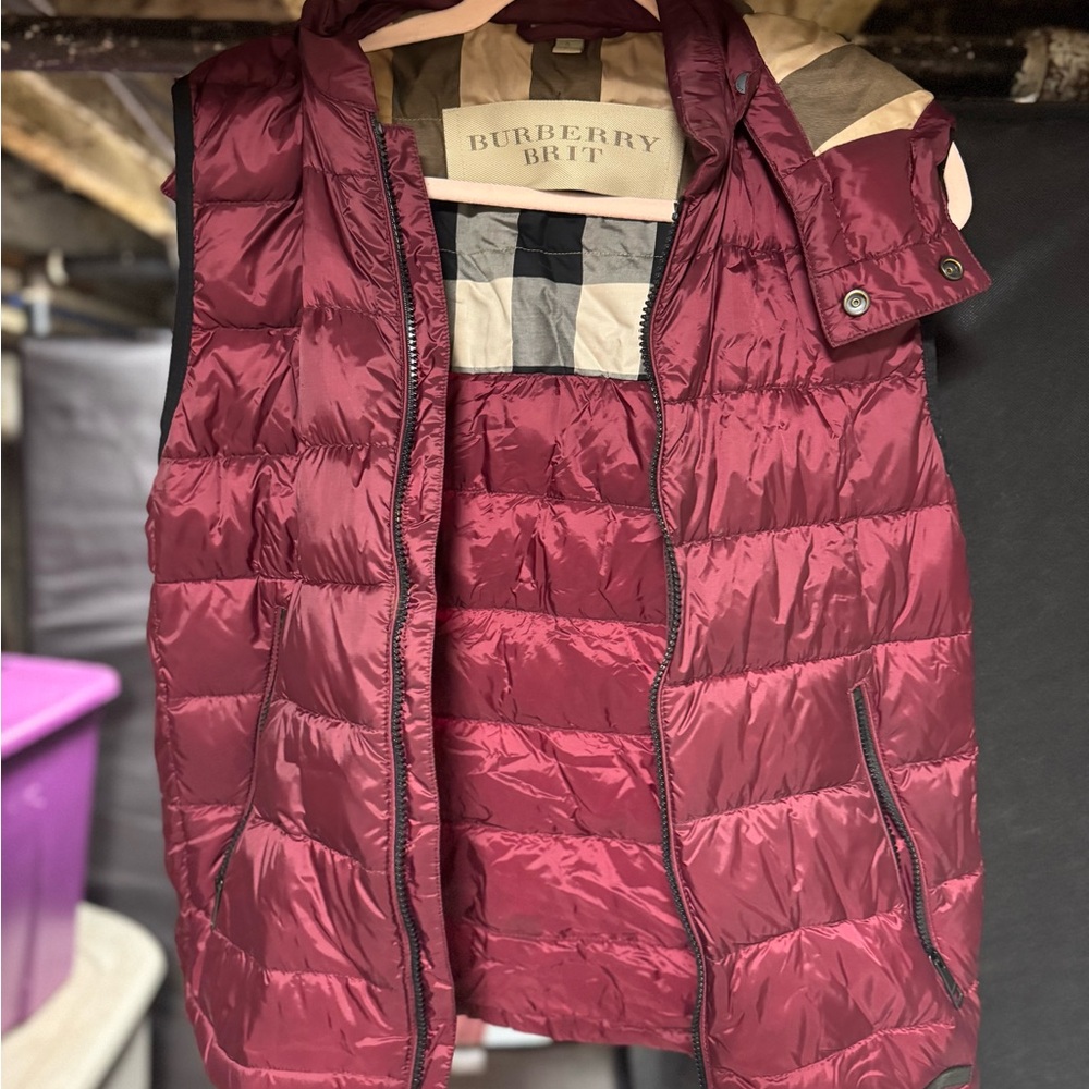 Burberry Brit Burgundy Quilted Vest